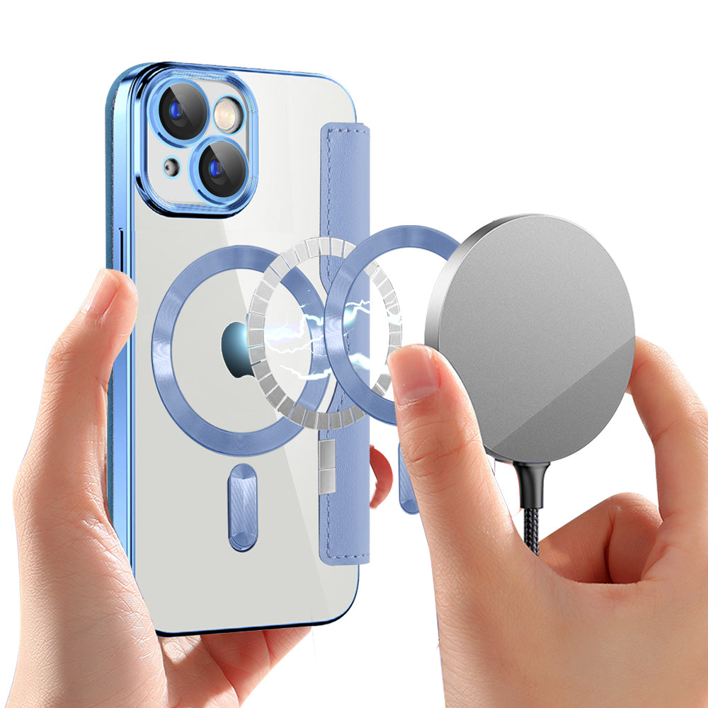 MagSafe futrola za Apple iPhone 15 Plus, Techsuit, SmartMag Book, Plava