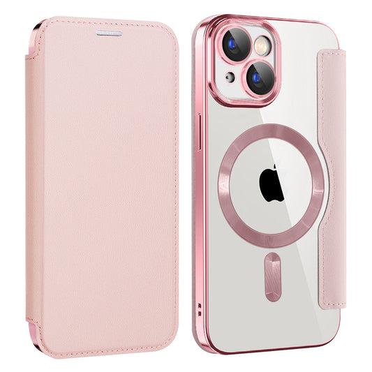 MagSafe futrola za Apple iPhone 15 Plus, Techsuit, SmartMag Book, Roze