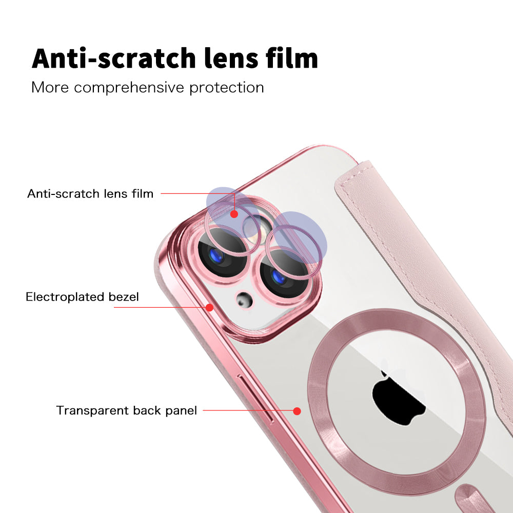 MagSafe futrola za Apple iPhone 15 Plus, Techsuit, SmartMag Book, Roze