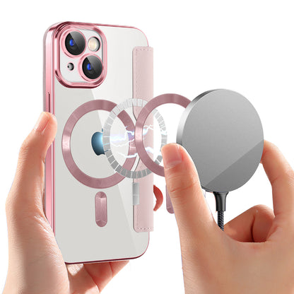 MagSafe futrola za Apple iPhone 15 Plus, Techsuit, SmartMag Book, Roze
