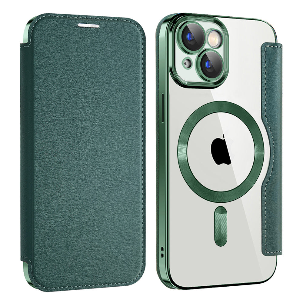 MagSafe futrola za Apple iPhone 15 Plus, Techsuit, SmartMag Book, Zelena