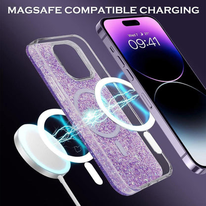 MagSafe futrola za Apple iPhone 15 Plus, Techsuit, Sparkly Glitter, Ljubičasta