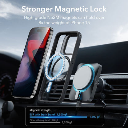 Futrola MagSafe za Apple iPhone 15 Pro, ESR, Classic Hybrid Kickstand, Crna Transparentna