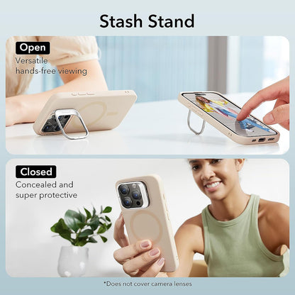 Futrola MagSafe za Apple iPhone 15 Pro, ESR, Cloud Soft Kickstand, Krem