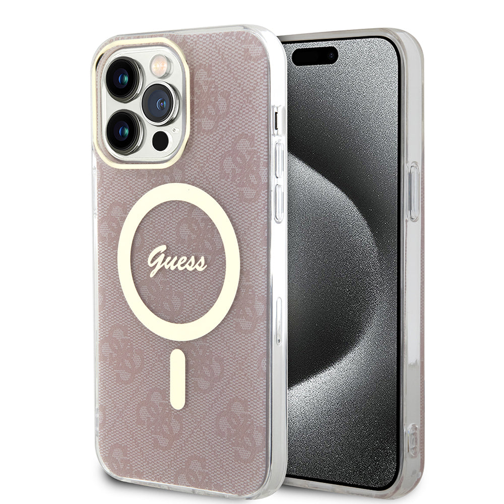 Futrola MagSafe za Apple iPhone 15 Pro, Guess, IML 4G, Roze