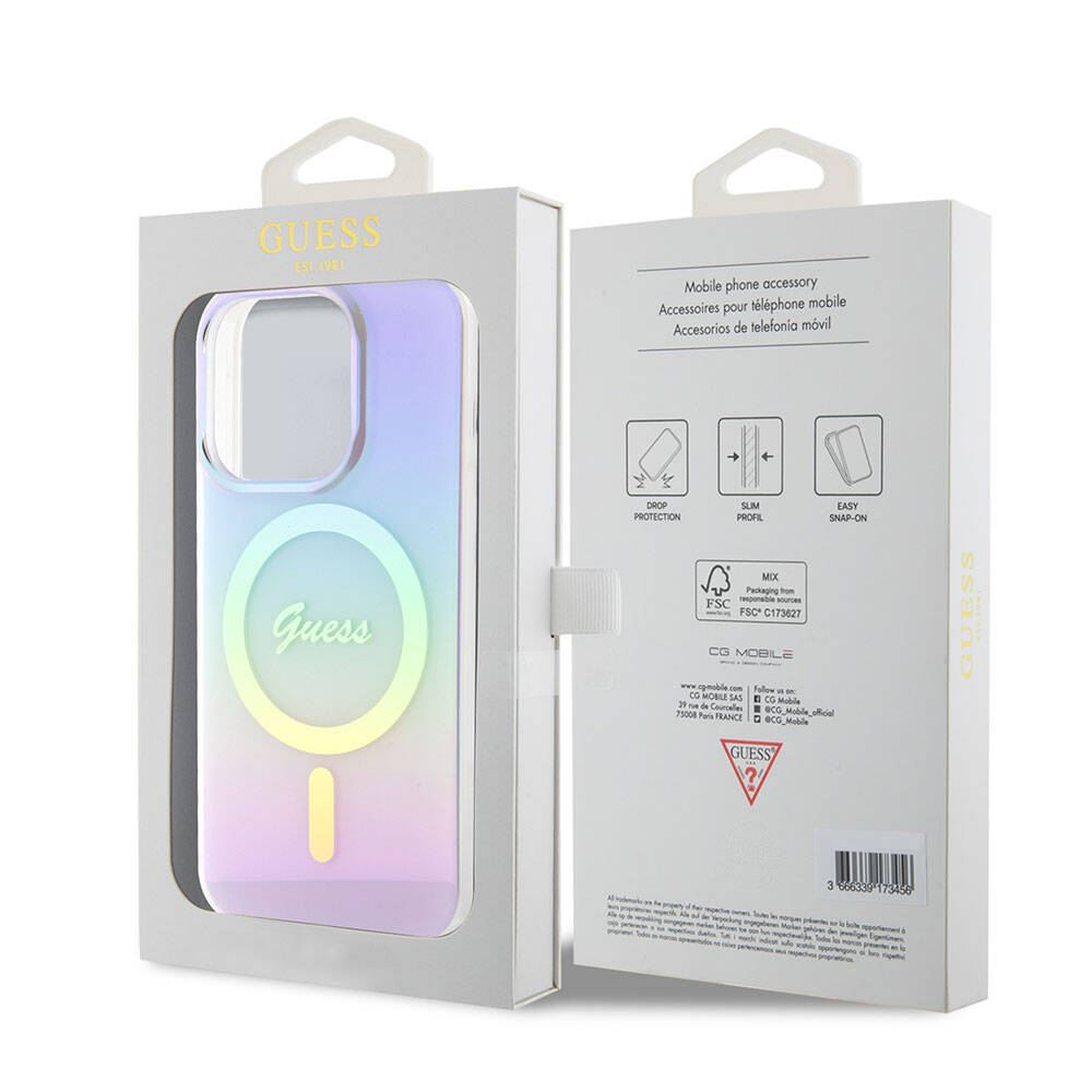 Futrola MagSafe za Apple iPhone 15 Pro, Guess, IML Iridescent, Ljubičasta