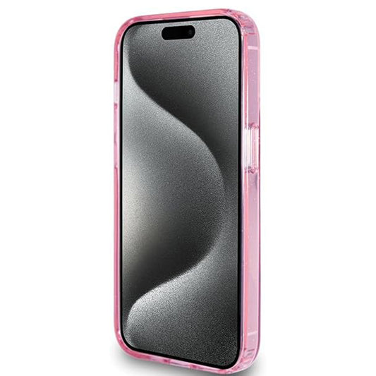 Futrola MagSafe za Apple iPhone 15 Pro, Guess, IML Ring Stand Glitter, Roze