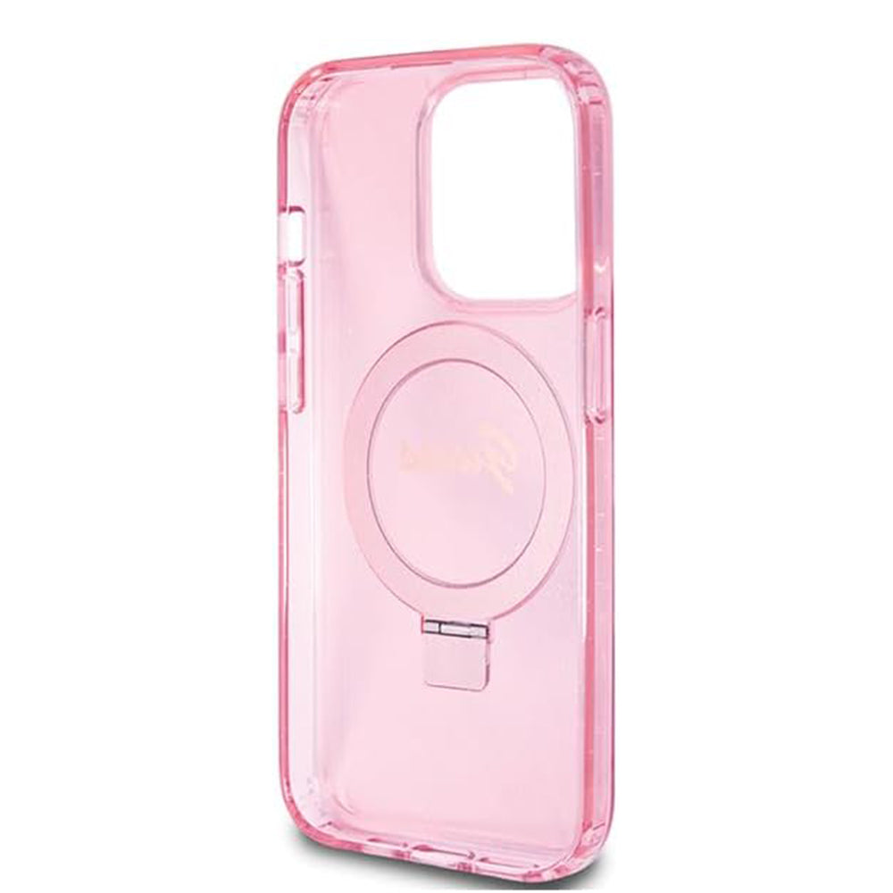 Futrola MagSafe za Apple iPhone 15 Pro, Guess, IML Ring Stand Glitter, Roze