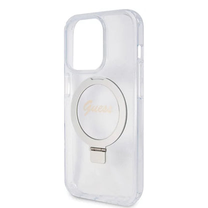 Futrola MagSafe za Apple iPhone 15 Pro, Guess, IML Ring Stand Glitter, Transparentna