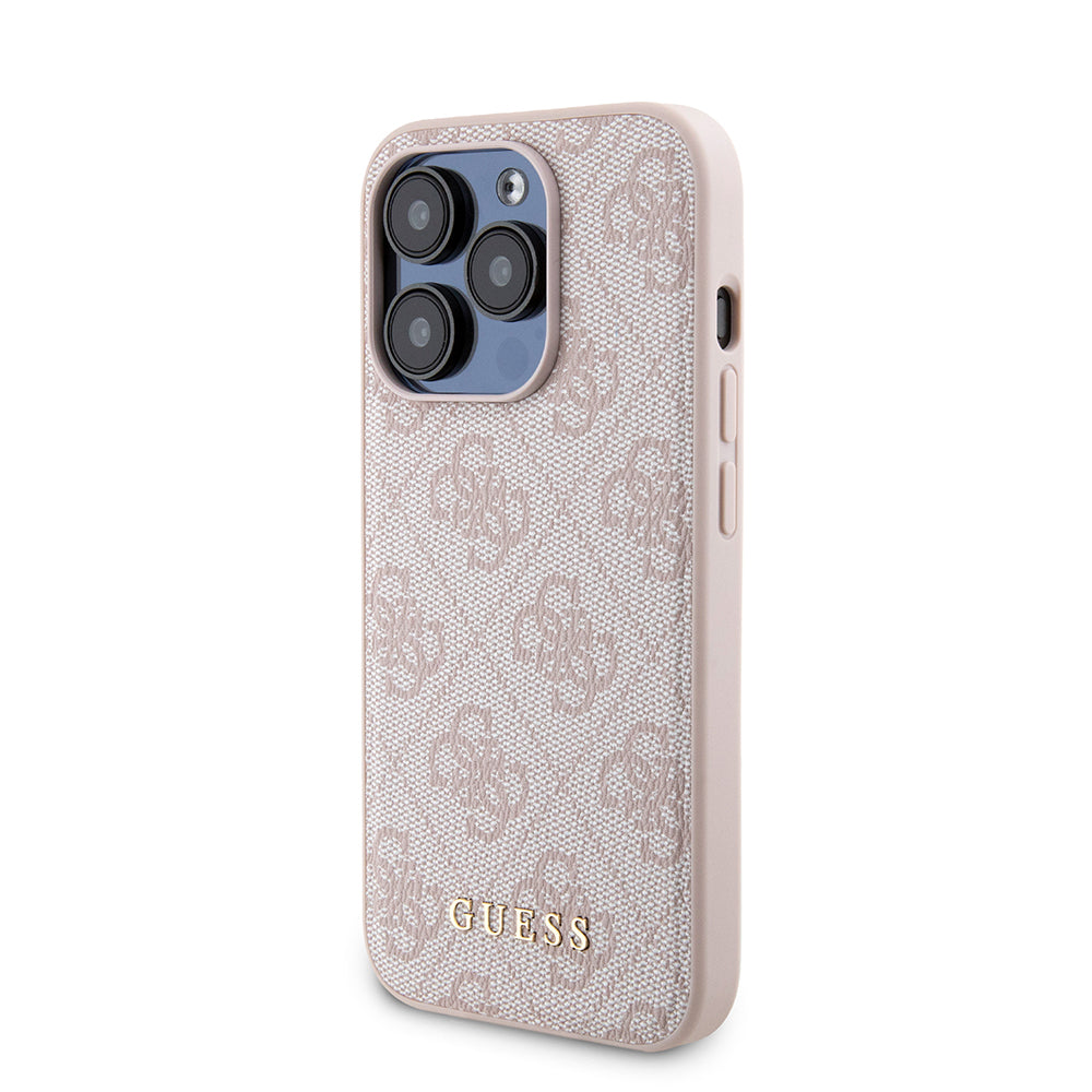 Futrola MagSafe za Apple iPhone 15 Pro, Guess, Powerbank 4G Metal Logo, Roze