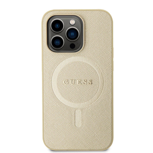Futrola MagSafe za Apple iPhone 15 Pro, Guess, Saffiano, Bež