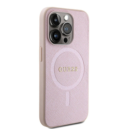 Futrola MagSafe za Apple iPhone 15 Pro, Guess, Saffiano, Roze