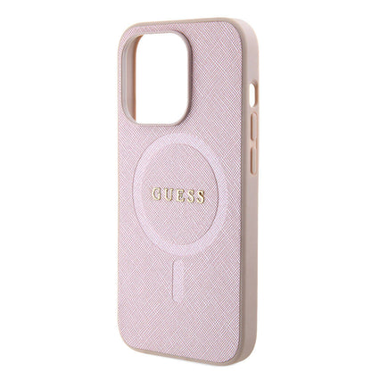 Futrola MagSafe za Apple iPhone 15 Pro, Guess, Saffiano, Roze