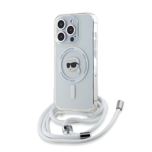 Futrola MagSafe za Apple iPhone 15 Pro, Karl Lagerfeld, IML Crossbody Karl's Head, Transparentna
