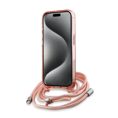 Futrola MagSafe za Apple iPhone 15 Pro, Karl Lagerfeld, IML Crossbody Monogram Karl & Choupette's Heads, Roze