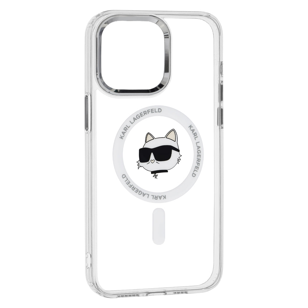 Futrola MagSafe za Apple iPhone 15 Pro, Karl Lagerfeld, IML Metal Choupette's Head, Bela
