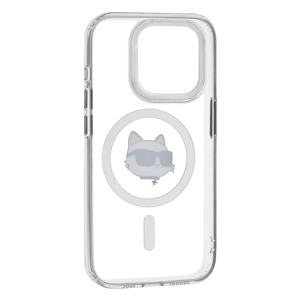Futrola MagSafe za Apple iPhone 15 Pro, Karl Lagerfeld, IML Metal Choupette's Head, Bela