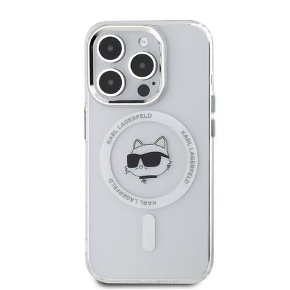 Futrola MagSafe za Apple iPhone 15 Pro, Karl Lagerfeld, IML Metal Choupette's Head, Bela