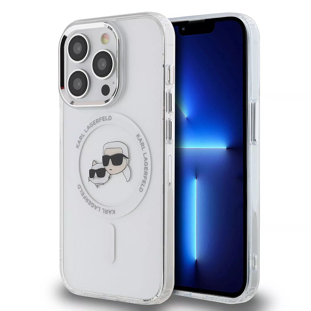Futrola MagSafe za Apple iPhone 15 Pro, Karl Lagerfeld, IML Metal Karl & Choupette's Heads, Bela