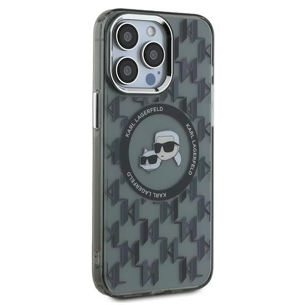 Futrola MagSafe za Apple iPhone 15 Pro, Karl Lagerfeld, IML Monogram Karl & Choupette's Heads, Crna