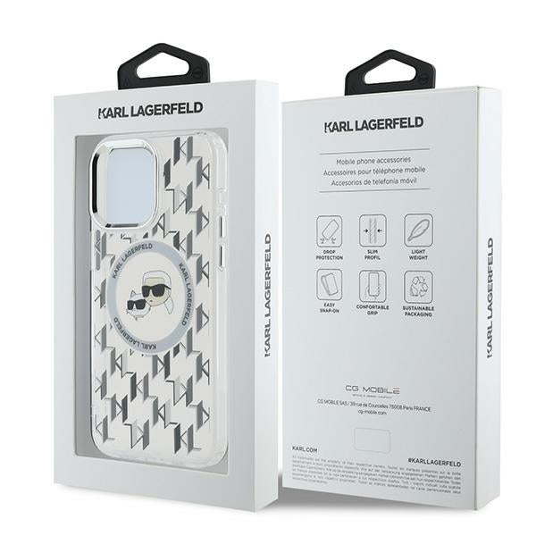 Futrola MagSafe za Apple iPhone 15 Pro, Karl Lagerfeld, IML Monogram Karl & Choupette's Heads, Transparentna