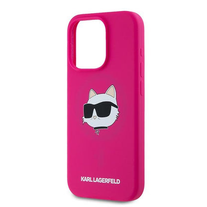 Futrola MagSafe za Apple iPhone 15 Pro, Karl Lagerfeld, Silikonska Choupette's Head, Fuksija