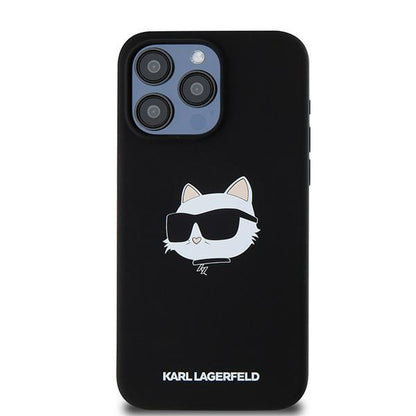 Futrola MagSafe za Apple iPhone 15 Pro, Karl Lagerfeld, Silikonska Choupette's Head, Crna