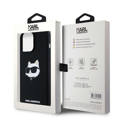 Futrola MagSafe za Apple iPhone 15 Pro, Karl Lagerfeld, Silikonska Choupette's Head, Crna