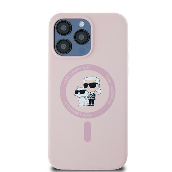 Futrola MagSafe za Apple iPhone 15 Pro, Karl Lagerfeld, Silikonska Karl & Choupette, Roze