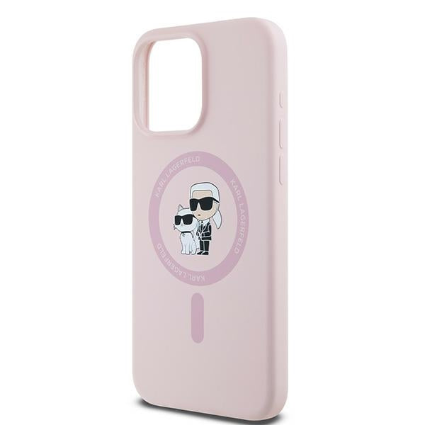 Futrola MagSafe za Apple iPhone 15 Pro, Karl Lagerfeld, Silikonska Karl & Choupette, Roze