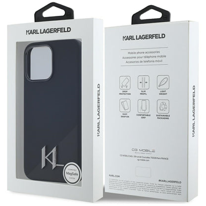 Futrola MagSafe za Apple iPhone 15 Pro, Karl Lagerfeld, Silicone Shadow Metal Initial, Crna