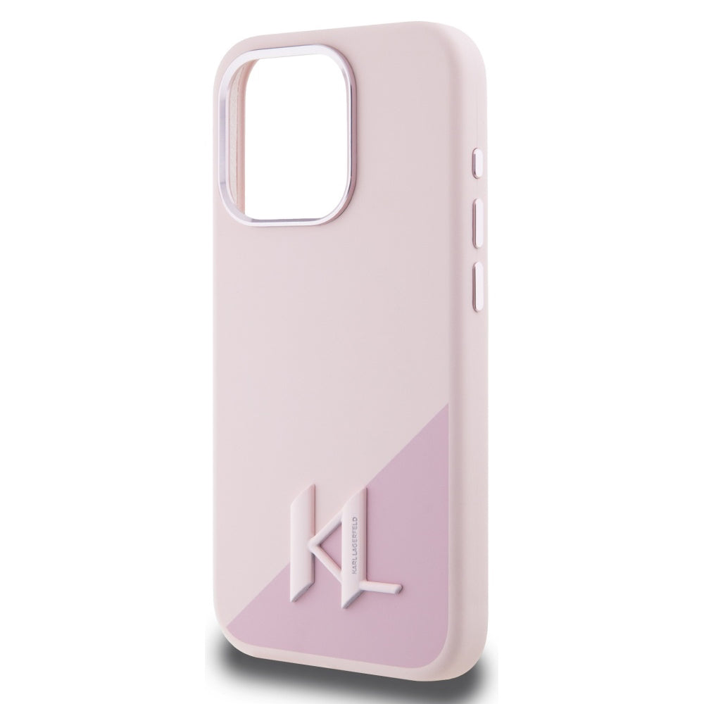 Futrola MagSafe za Apple iPhone 15 Pro, Karl Lagerfeld, Silicone Shadow Metal Initial, Roze