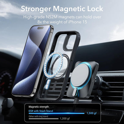 Husa MagSafe za Apple iPhone 15 Pro Max, ESR, Classic Hybrid Kickstand, Crno Providna