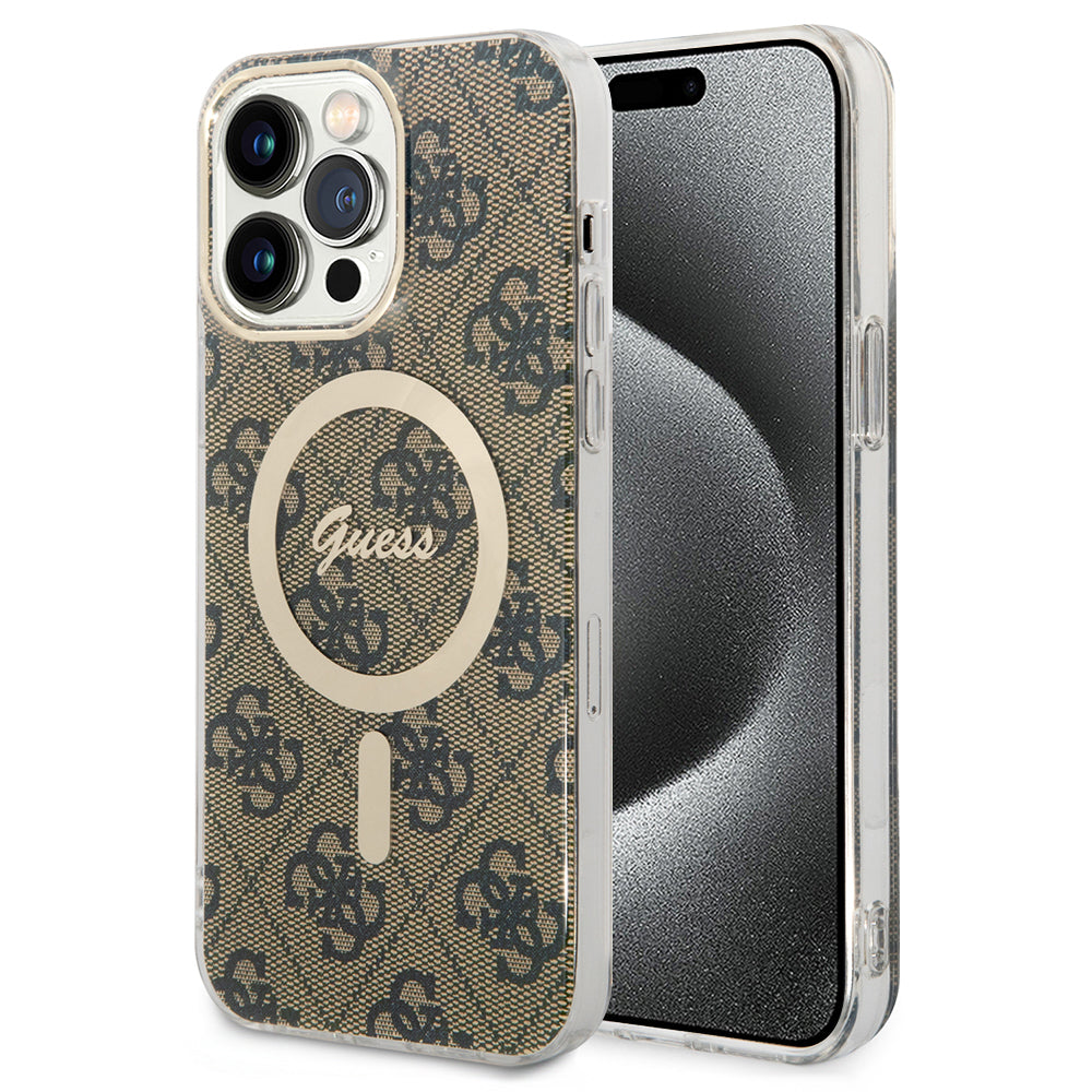 Futrola MagSafe za Apple iPhone 15 Pro Max, Guess, 4G IML, Braon GUHMP15XH4STW