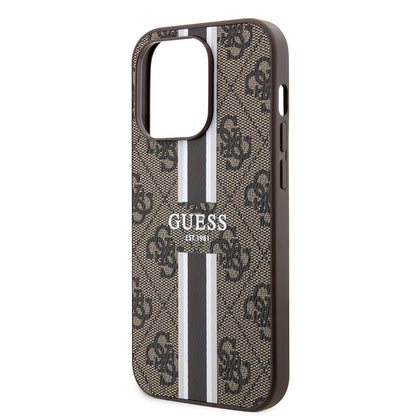 Futrola MagSafe za Apple iPhone 15 Pro Max, Guess, 4G Printed Stripes, Braon
