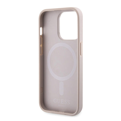 Futrola MagSafe za Apple iPhone 15 Pro Max, Guess, 4G Printed Stripes, Roze
