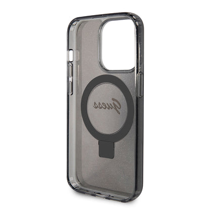 Futrola MagSafe za Apple iPhone 15 Pro Max, Guess, IML Ring Stand Glitter, Crna