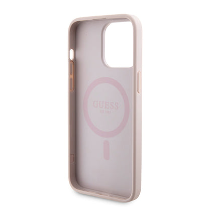 Futrola MagSafe za Apple iPhone 15 Pro Max, Guess, Powerbank 4G Metal Logo, Roze