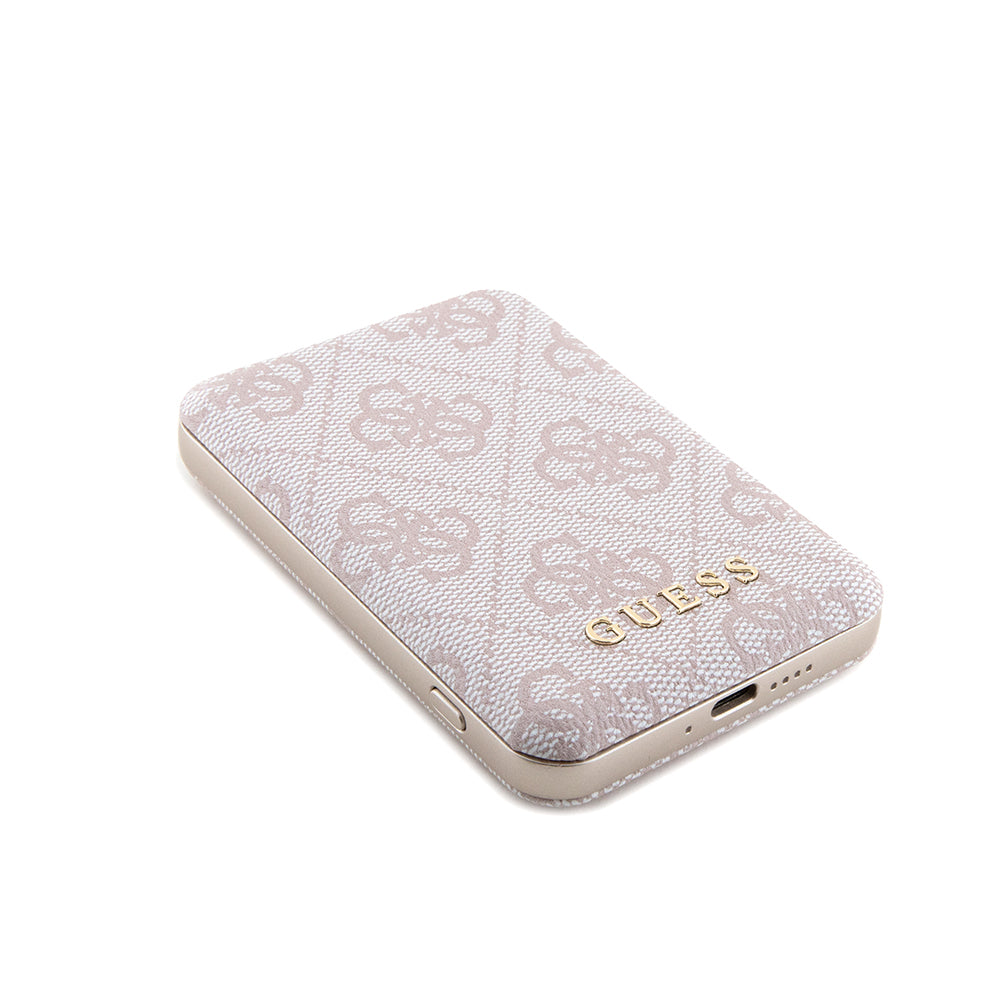 Futrola MagSafe za Apple iPhone 15 Pro Max, Guess, Powerbank 4G Metal Logo, Roze