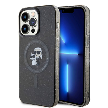 Futrola MagSafe za Apple iPhone 15 Pro Max, Karl Lagerfeld, Glitter, Crna