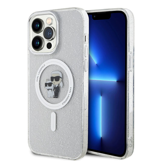 Husa MagSafe za Apple iPhone 15 Pro Max, Karl Lagerfeld, Glitter, Transparentna