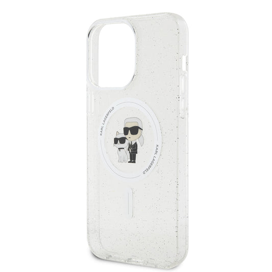 Husa MagSafe za Apple iPhone 15 Pro Max, Karl Lagerfeld, Glitter, Transparentna