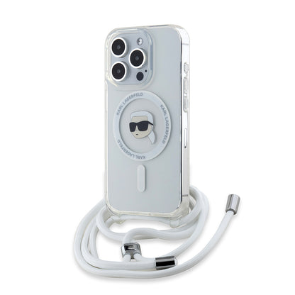 Futrola MagSafe za Apple iPhone 15 Pro Max, Karl Lagerfeld, IML Crossbody Karl's Head, Transparentna