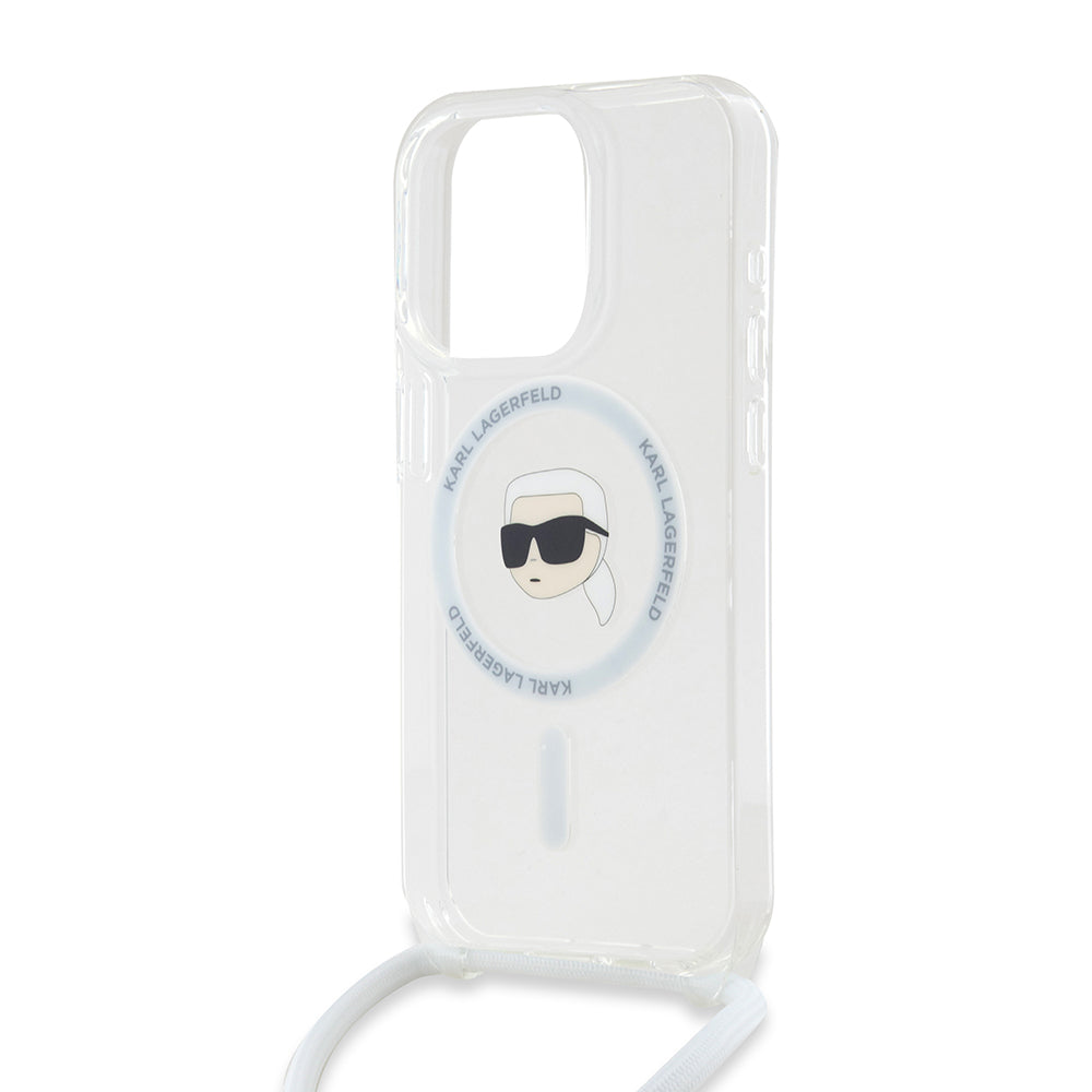 Futrola MagSafe za Apple iPhone 15 Pro Max, Karl Lagerfeld, IML Crossbody Karl's Head, Transparentna