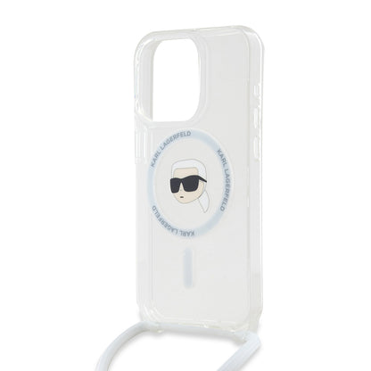 Futrola MagSafe za Apple iPhone 15 Pro Max, Karl Lagerfeld, IML Crossbody Karl's Head, Transparentna