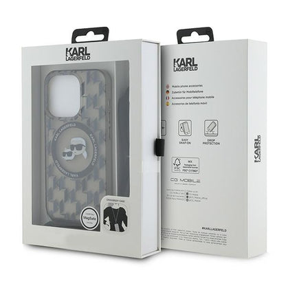 Futrola MagSafe za Apple iPhone 15 Pro Max, Karl Lagerfeld, IML Crossbody Monogram Karl & Choupette's Heads, Crna