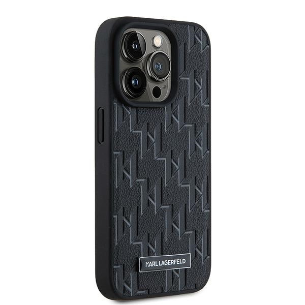 Futrola MagSafe za Apple iPhone 15 Pro Max, Karl Lagerfeld, Monogram Metal Logo, Crna