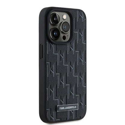 Futrola MagSafe za Apple iPhone 15 Pro Max, Karl Lagerfeld, Monogram Metal Logo, Crna