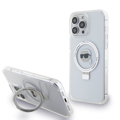 Futrola MagSafe za Apple iPhone 15 Pro Max, Karl Lagerfeld, Ring Stand Karl's Head, Bela