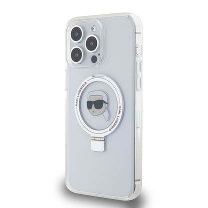 Futrola MagSafe za Apple iPhone 15 Pro Max, Karl Lagerfeld, Ring Stand Karl's Head, Bela